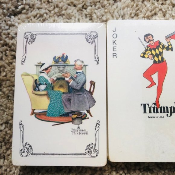 3 New/Sealed TRUMP Playing Cards Winter Fall Norman Rockwell - Picture 3 of 6